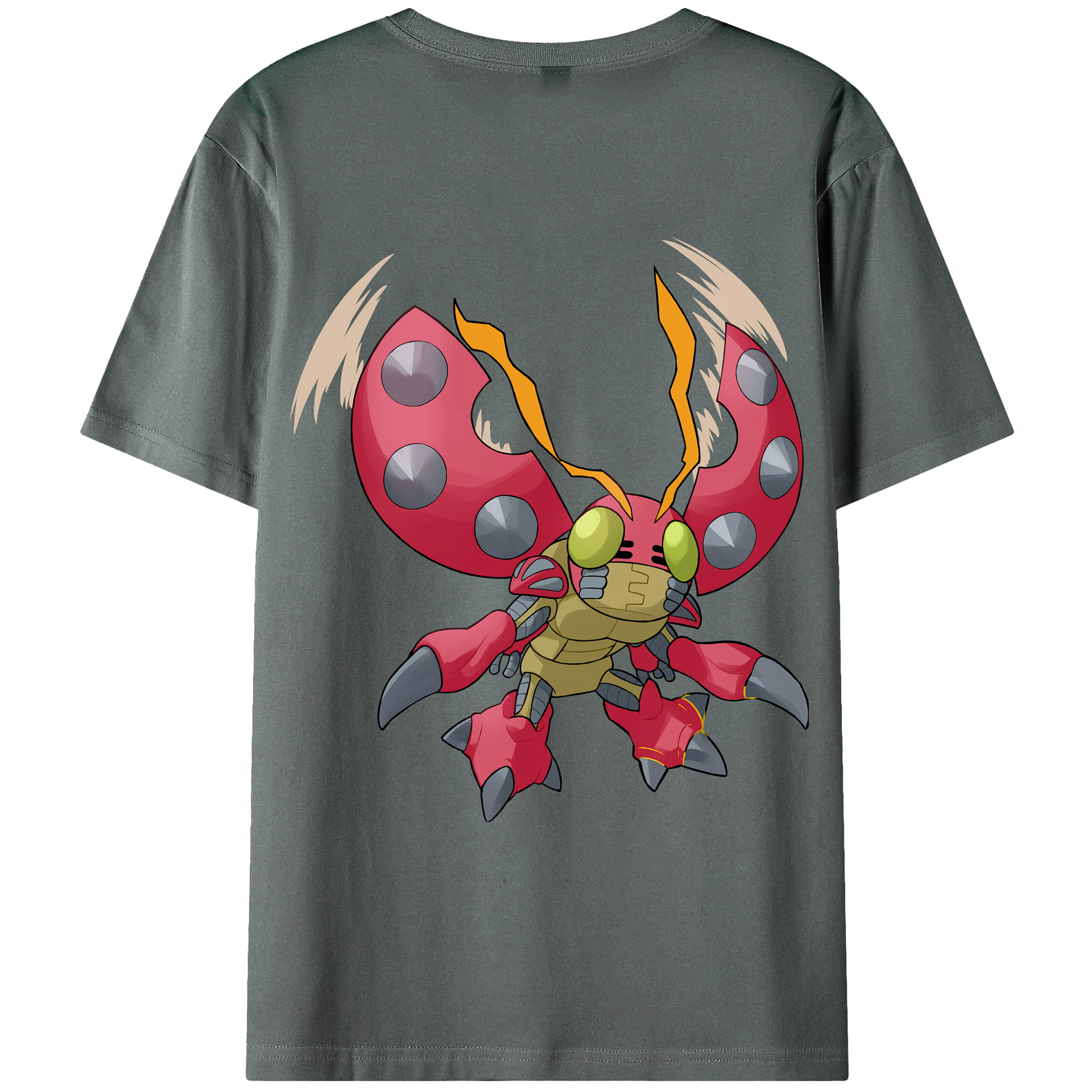（画像用） Digimon デジタルモンスター/デジモン 綿100％ メンズ半袖Tシャツ（バックプリント） 通気性